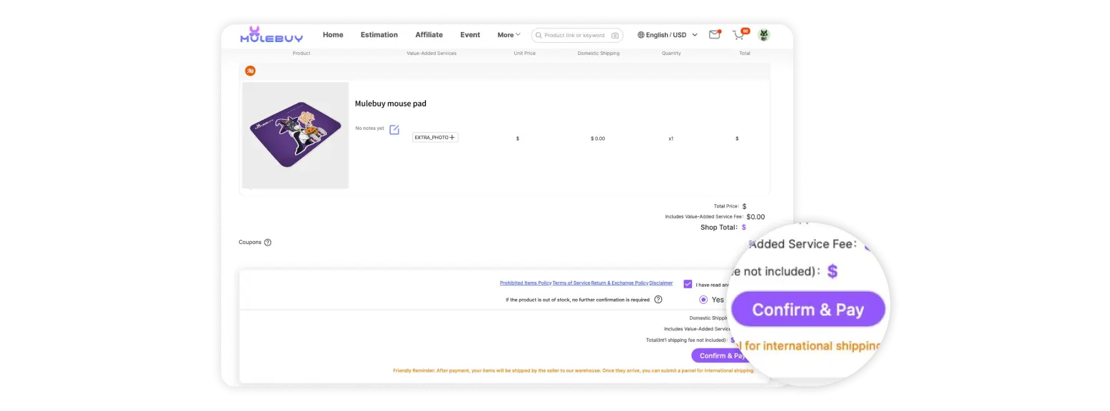 Choosing an international shipping line for a Weidian order on Mulebuy