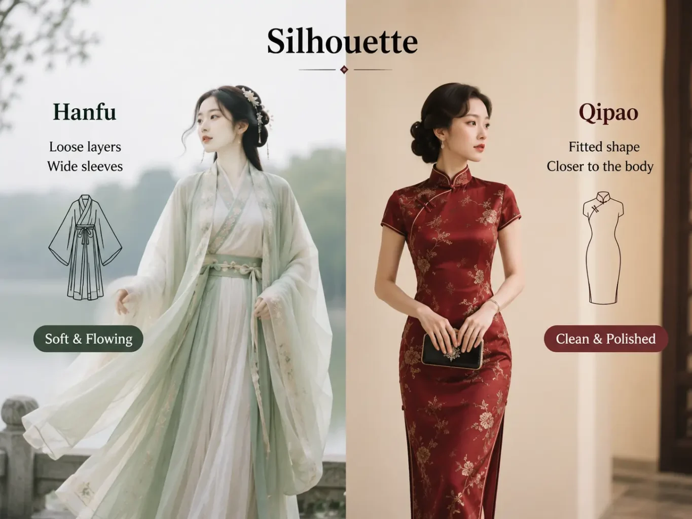 Hanfu vs Qipao Silhouette Comparison